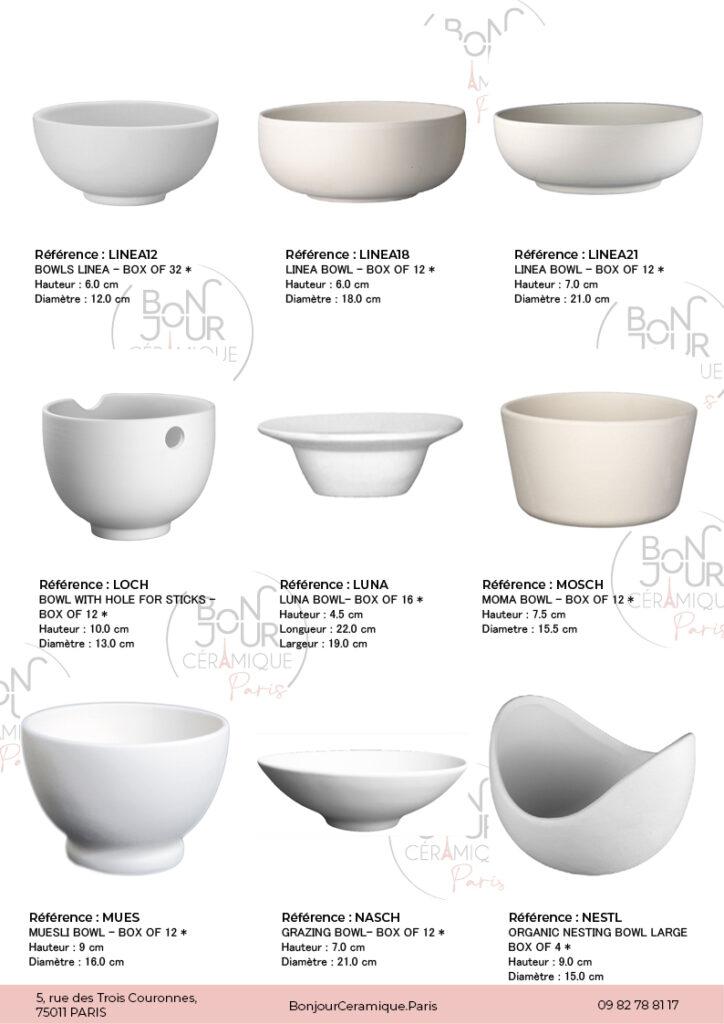 Bol en biscuit de faïence blanche. À personnaliser sans limite