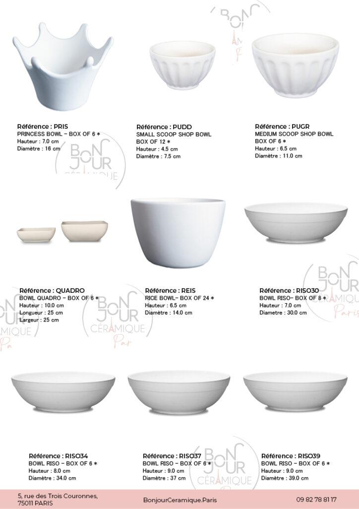 Bol en biscuit de faïence blanche. À personnaliser sans limite