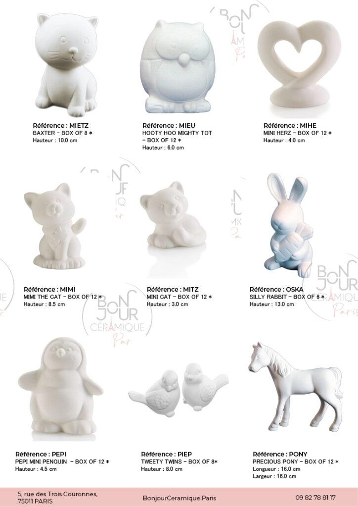 Figurines en biscuit de faïence blanche. À personnaliser sans limite