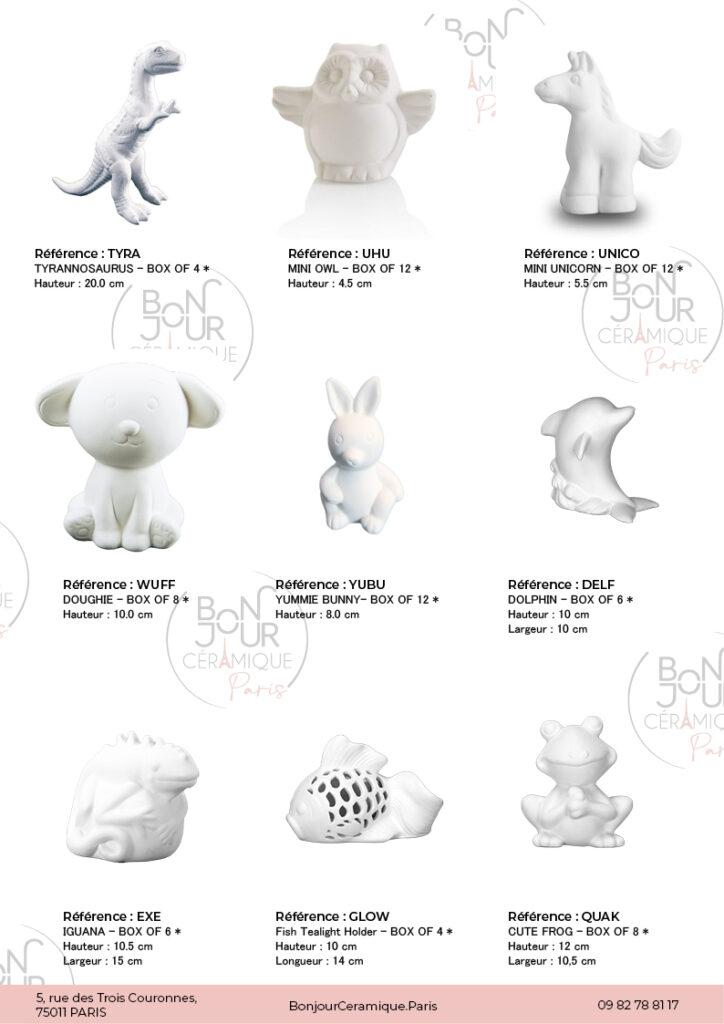 Figurines en biscuit de faïence blanche. À personnaliser sans limite