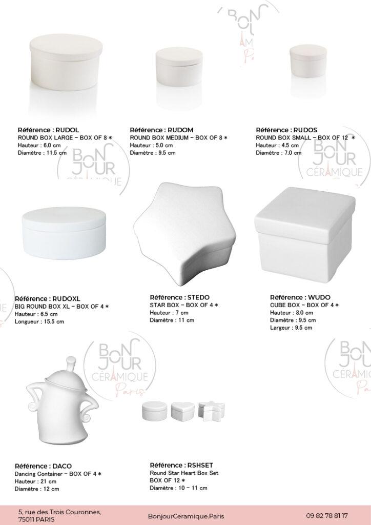 Boites en biscuit de faïence blanche. À personnaliser sans limite