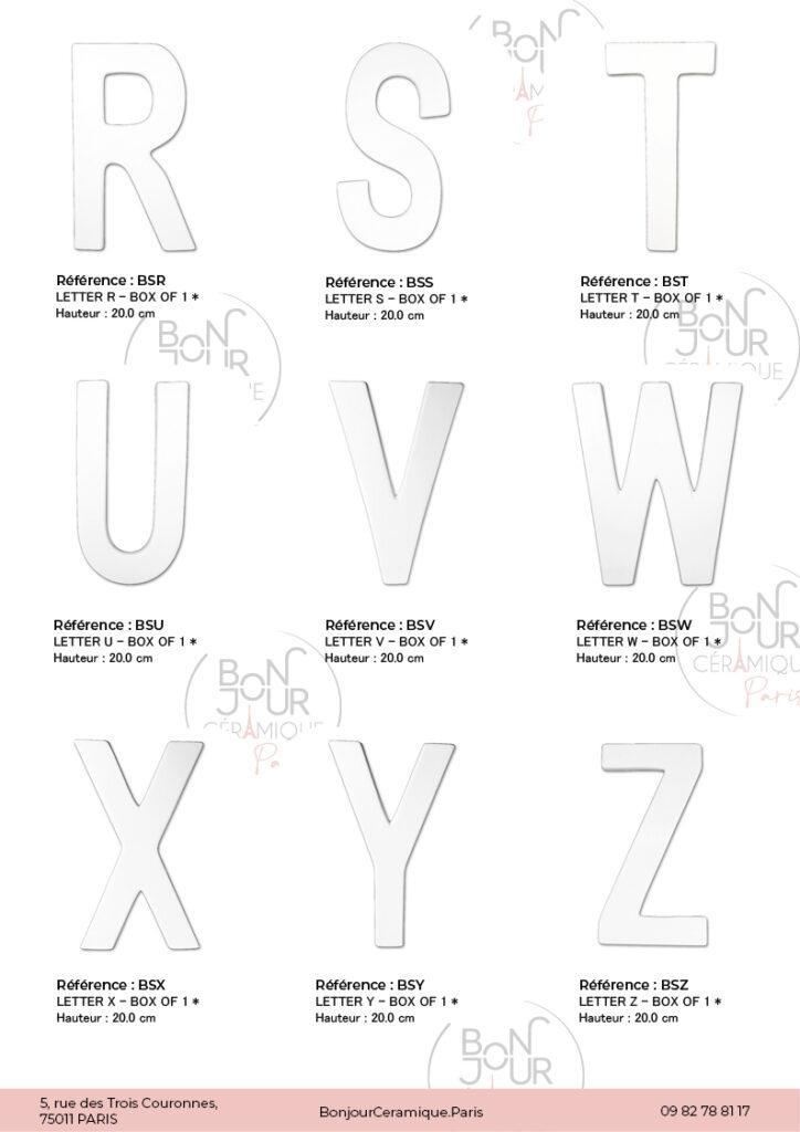 Lettres et Chiffres en biscuit de faïence blanche. À personnaliser sans limite