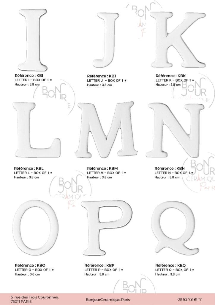 Lettres et Chiffres en biscuit de faïence blanche. À personnaliser sans limite
