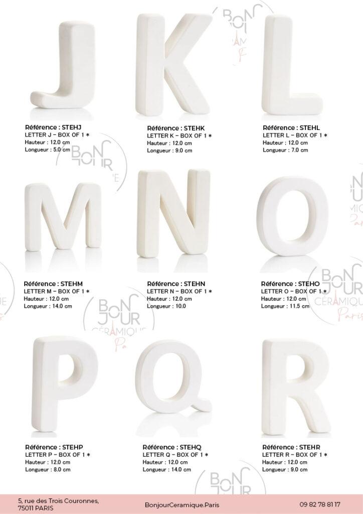 Lettres et Chiffres en biscuit de faïence blanche. À personnaliser sans limite