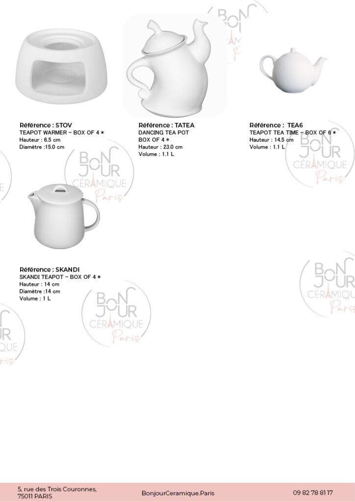 Pichets et pots en biscuit de faïence blanche. À personnaliser sans limite