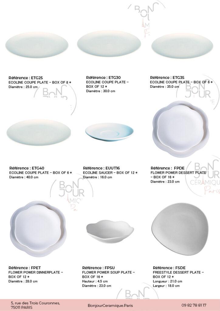 Plats en biscuit de faïence blanche. À personnaliser sans limite