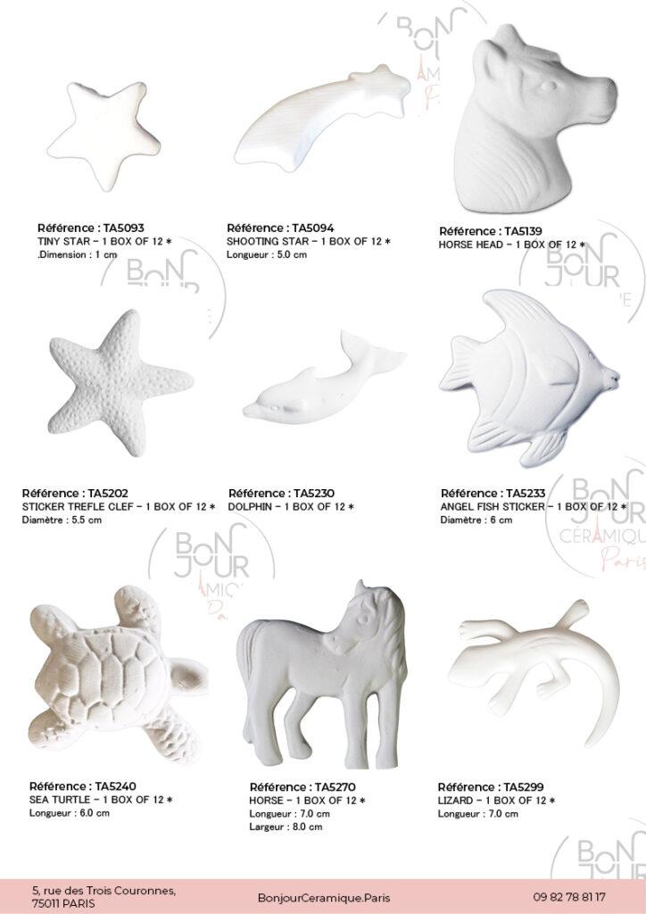 Stickers en biscuit de faïence blanche. À personnaliser sans limite