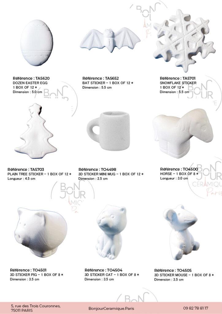 Stickers en biscuit de faïence blanche. À personnaliser sans limite